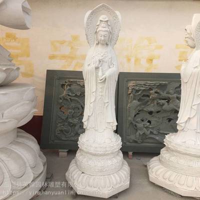 漢白玉石雕觀音像 滴水南海送子觀音菩薩雕塑的供奉意義與市場(chǎng)價(jià)格探析
